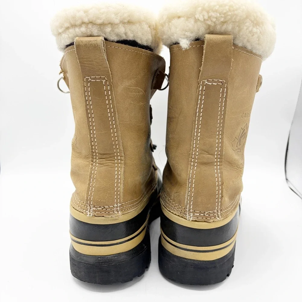 VTG Sorel Caribou Boots Mens 11 Brown Leather Winter Snow Waterproof Made Canada
